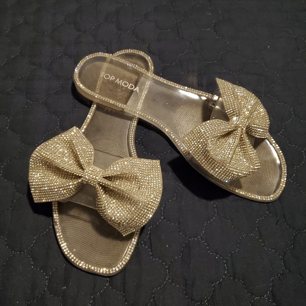 Top Moda plastic sandals with crystals.